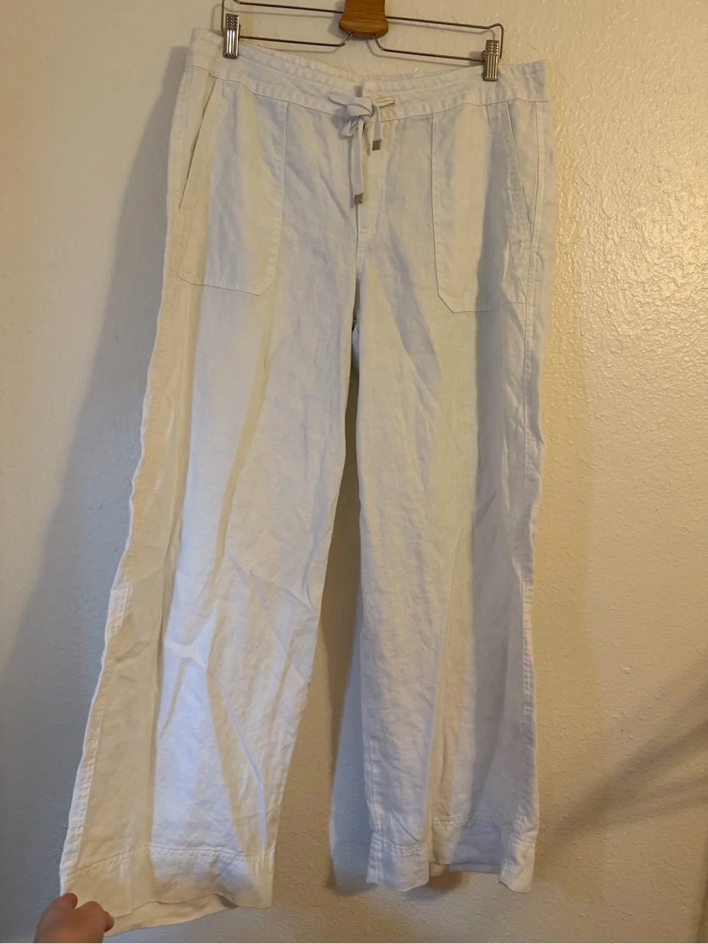 Ralph Lauren White 100% Linen Pants with Elastic Drawstring Waist - Picture 9 of 11